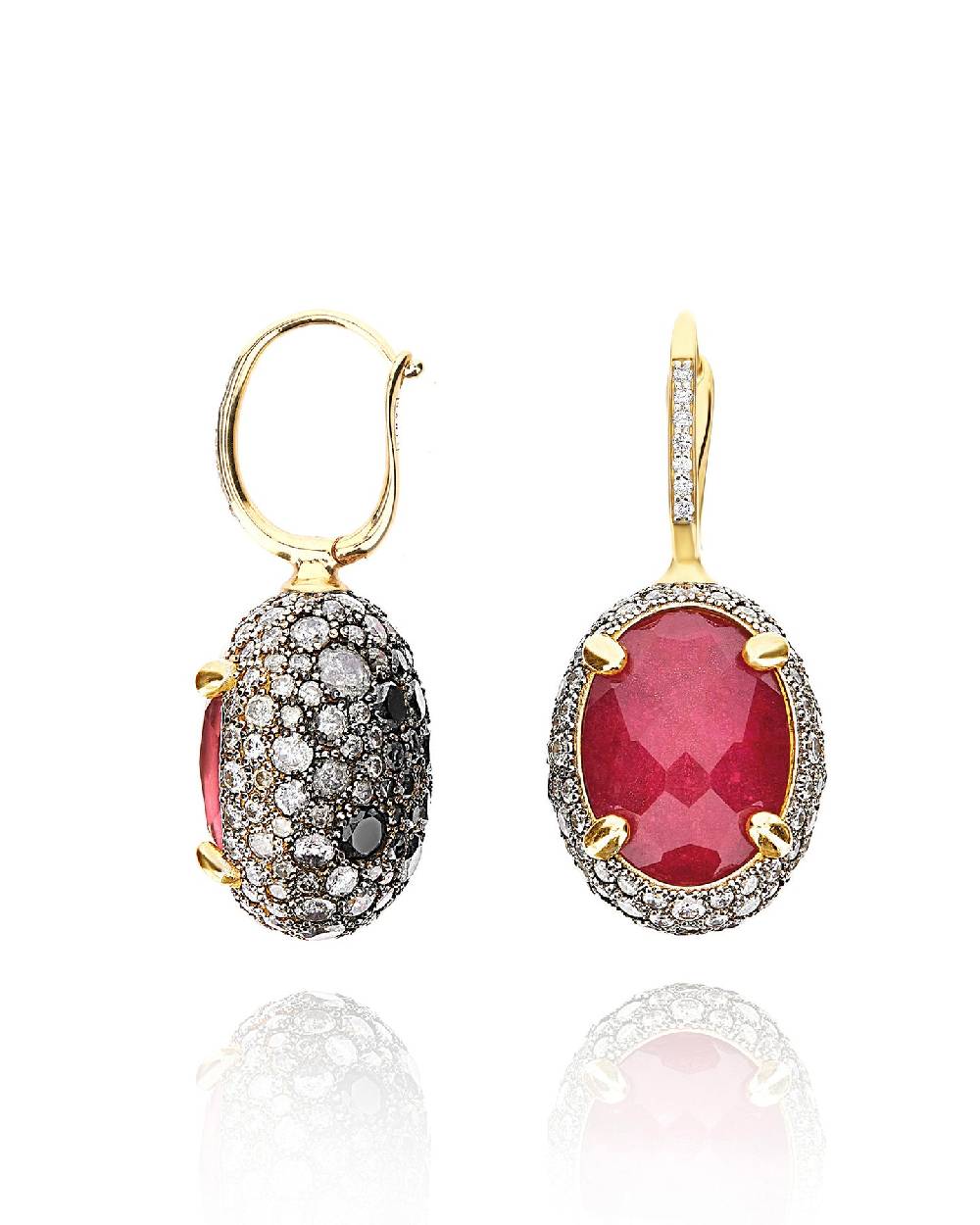 Nanis Orecchini CILIEGINE "DANCING REVERSE" double face in oro, rubini, diam – Nanis Italian Jewels Sottocosto