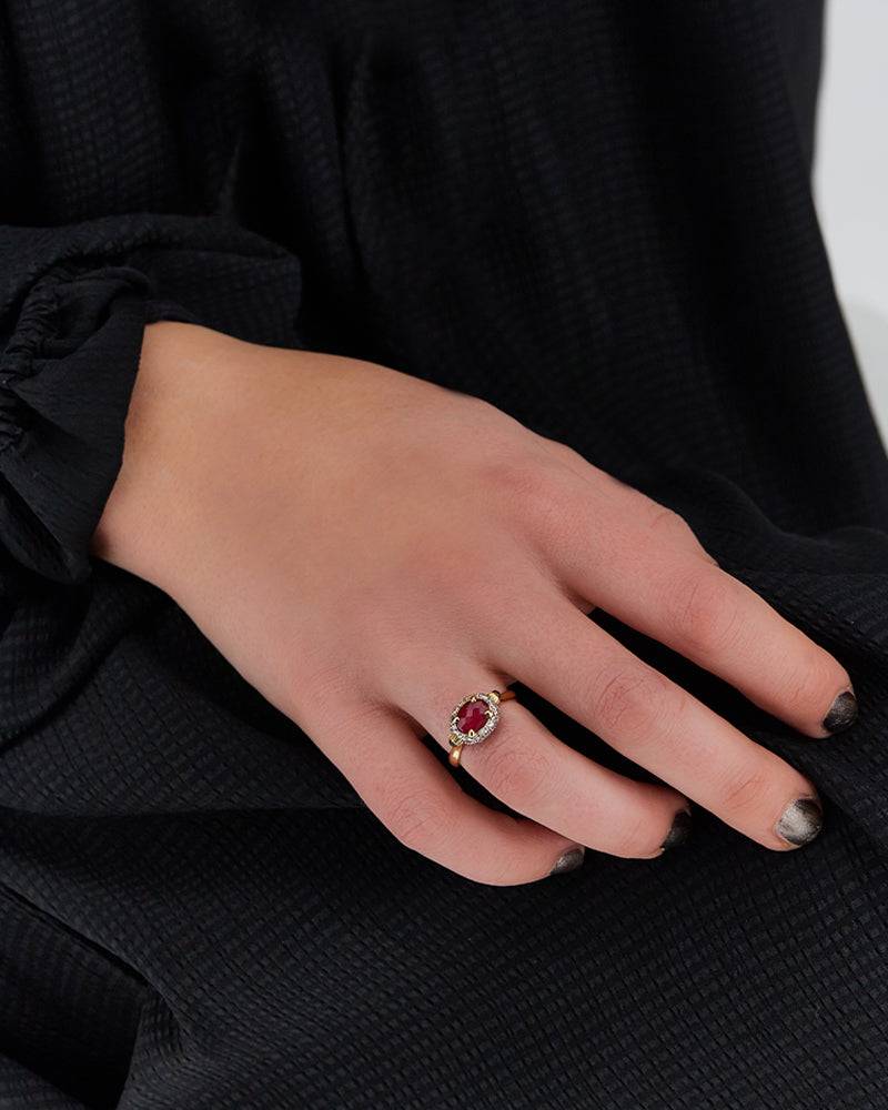Nanis Anello "DANCING REVERSE" double face in oro, rubini, diamanti e crista – Nanis Italian Jewels Offerta