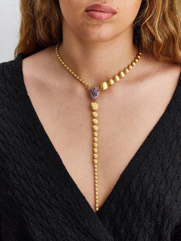 Nanis Collana a Y "DANCING REVERSE" double face in oro, zaffiri, tsavorite, – Nanis Italian Jewels Online