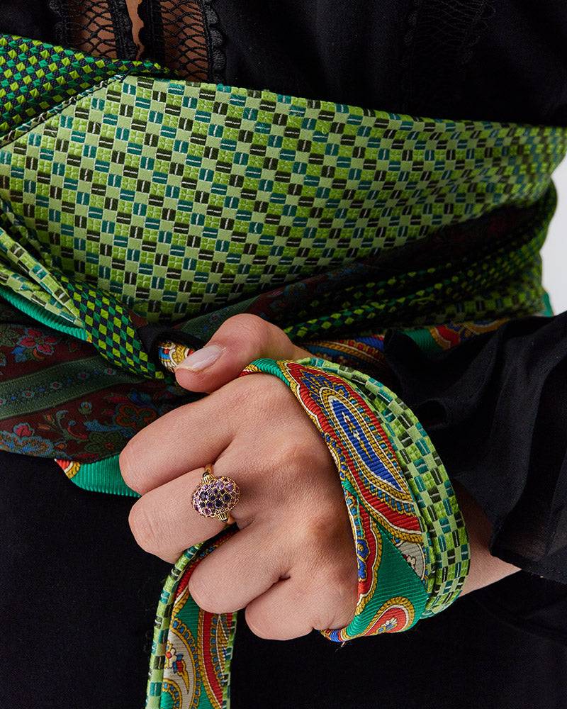 Nanis Anello "DANCING REVERSE" double face in oro, diamanti, tsavorite, amet – Nanis Italian Jewels Vendita Economica