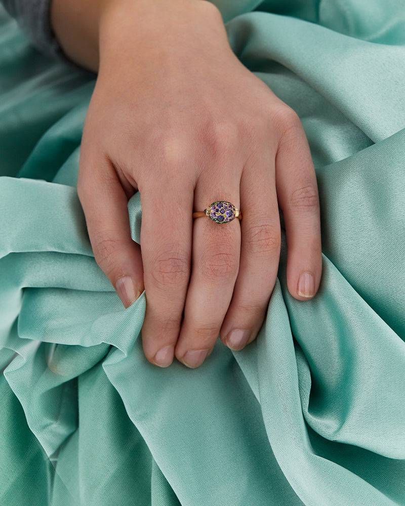 Nanis Anello "DANCING REVERSE" double face in oro, diamanti, tsavorite, amet – Nanis Italian Jewels Latest fashion