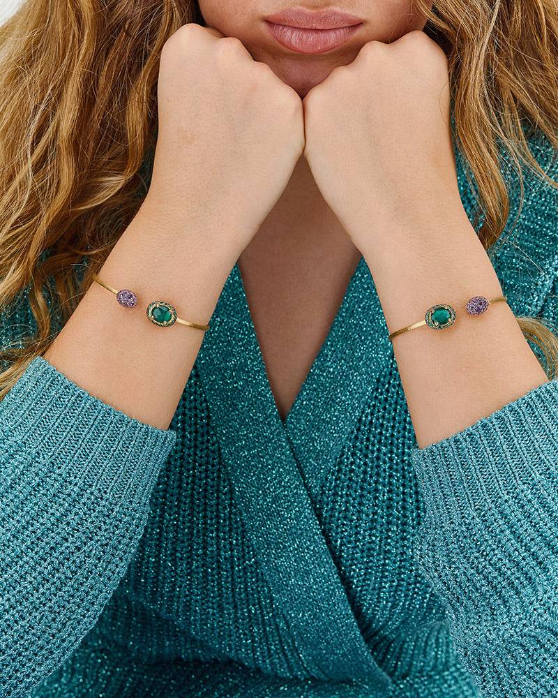 Nanis Bracciale a schiava "DANCING REVERSE" in oro, diamanti, tsavorite, ame – Nanis Italian Jewels I Più Venduti