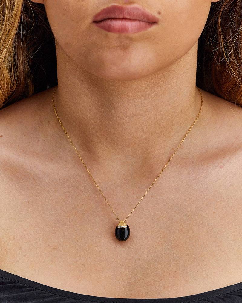 Nanis Collana "DANCING MYSTERY BLACK" pendente in oro con boule in onice ner – Nanis Italian Jewels Moda