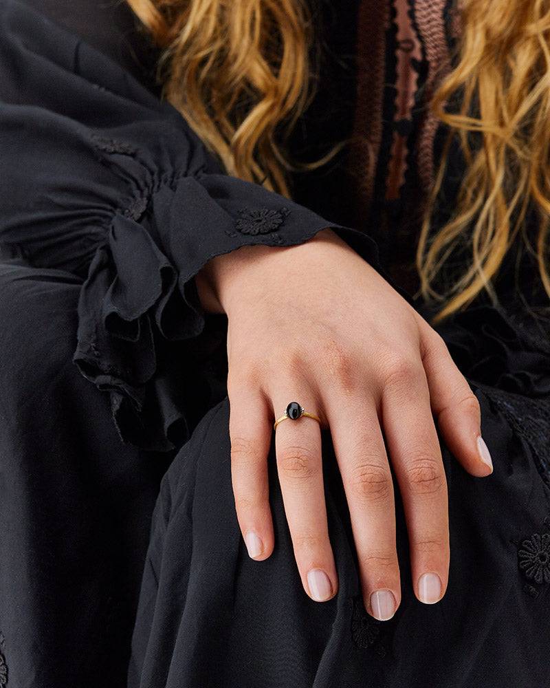 Nanis Anello "DANCING MYSTERY BLACK" con boule in oro, diamanti e onice nero – Nanis Italian Jewels Qualità