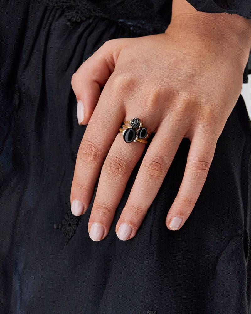 Nanis Anello "DANCING MYSTERY BLACK" in oro e diamanti neri – Nanis Italian Jewels Vendita