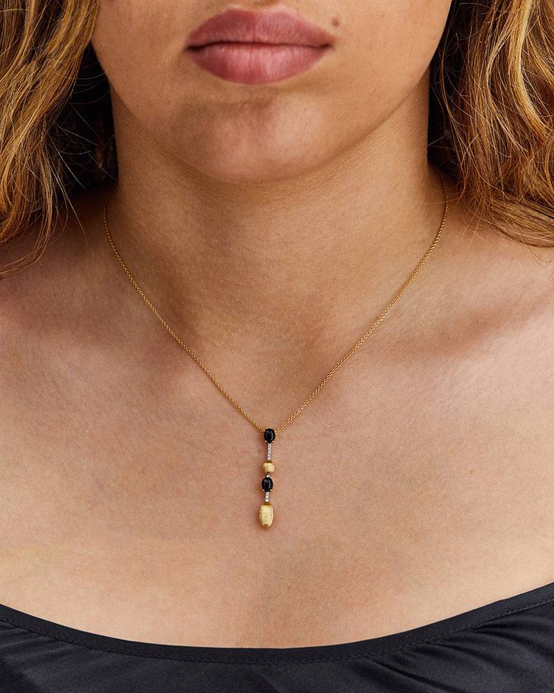 Nanis Collana "DANCING MYSTERY BLACK" pendente in oro, diamanti e onice nero – Nanis Italian Jewels Promozione