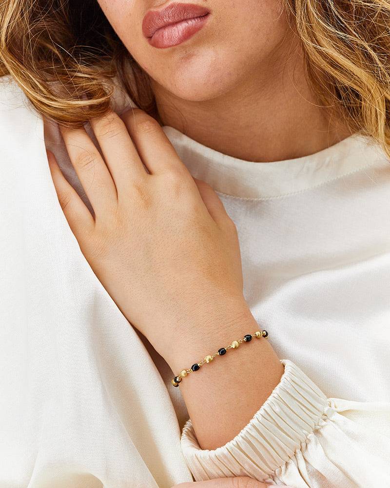 Nanis Bracciale "DANCING MYSTERY BLACK" casual con boules in oro e onice ner – Nanis Italian Jewels Soddisfazione Garantita