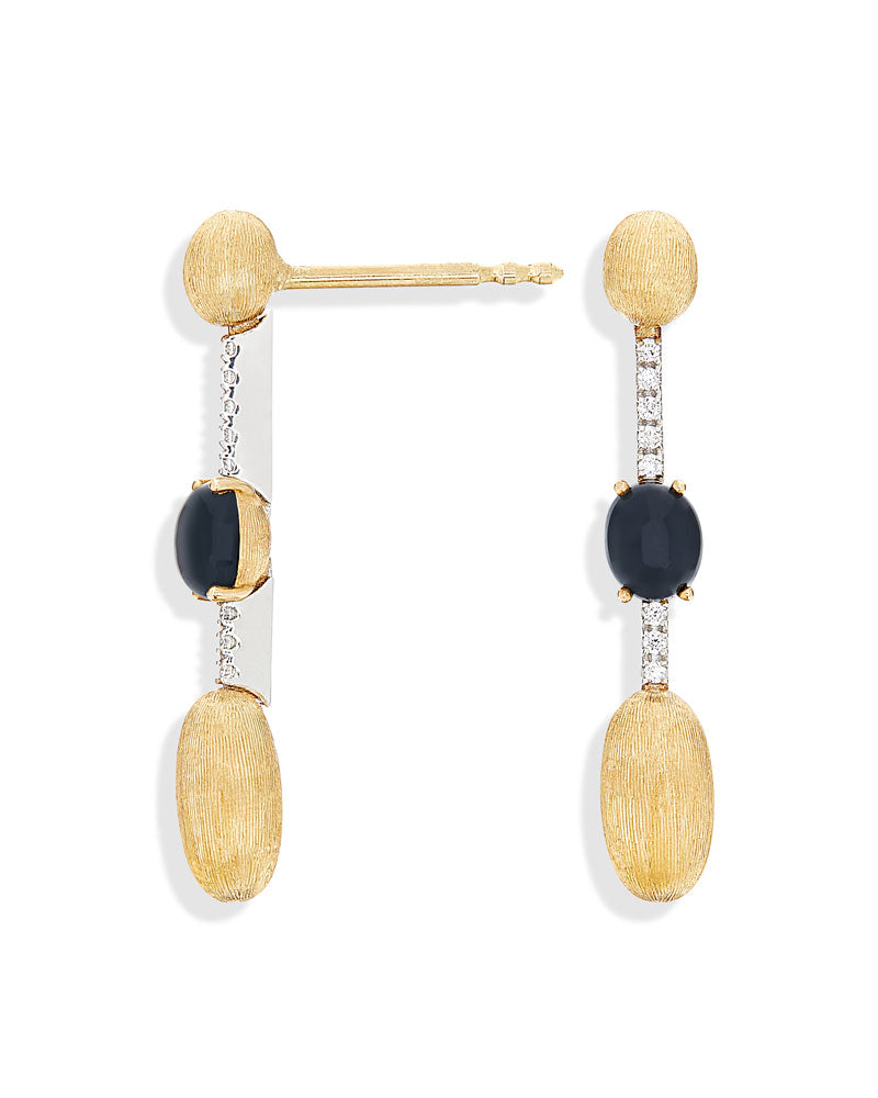 Nanis Orecchini "DANCING MYSTERY BLACK" pendenti in oro, diamanti e onice ne – Nanis Italian Jewels Qualità Garantita