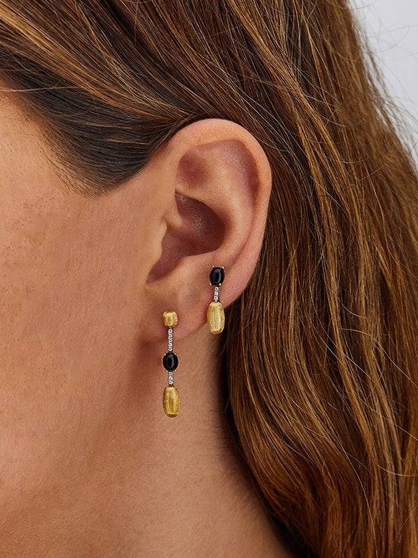 Nanis Orecchini "DANCING MYSTERY BLACK" pendenti in oro, diamanti e onice ne – Nanis Italian Jewels Qualità Garantita