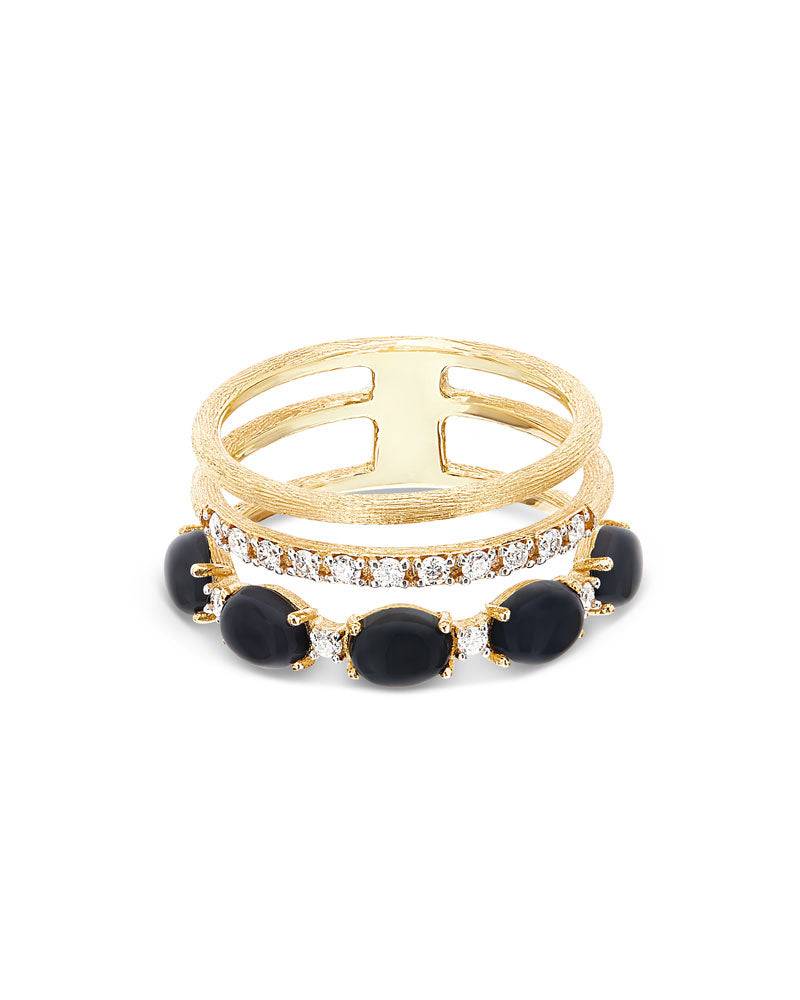 Nanis Anello "DANCING MYSTERY BLACK" a tripla fascia, in oro, pavé di diaman – Nanis Italian Jewels Fino Al -60%