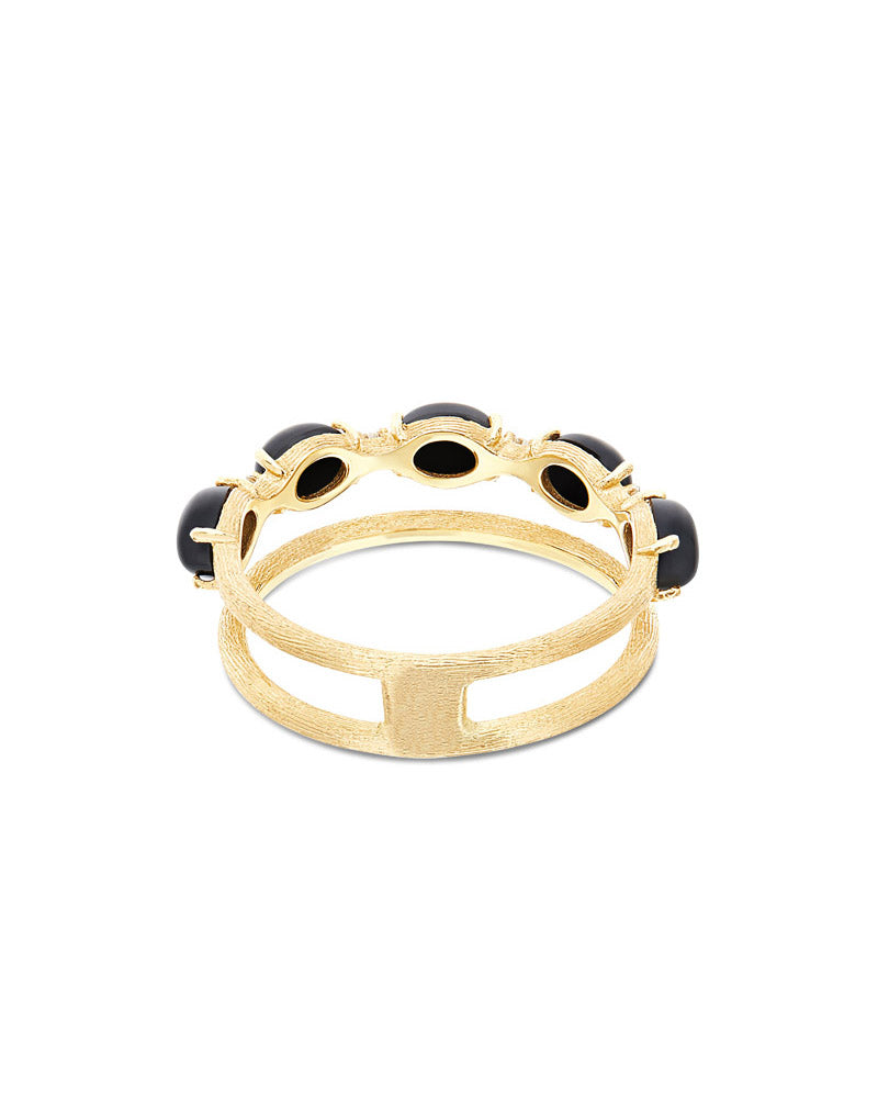 Nanis Anello "DANCING MYSTERY BLACK" a doppia fascia in oro, diamanti e onic – Nanis Italian Jewels Shopping Online