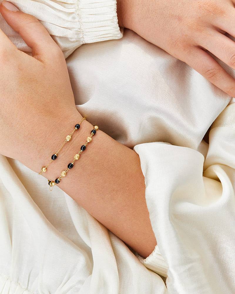 Nanis Bracciale "DANCING MYSTERY BLACK" essenziale in oro e onice nero – Nanis Italian Jewels Sottocosto