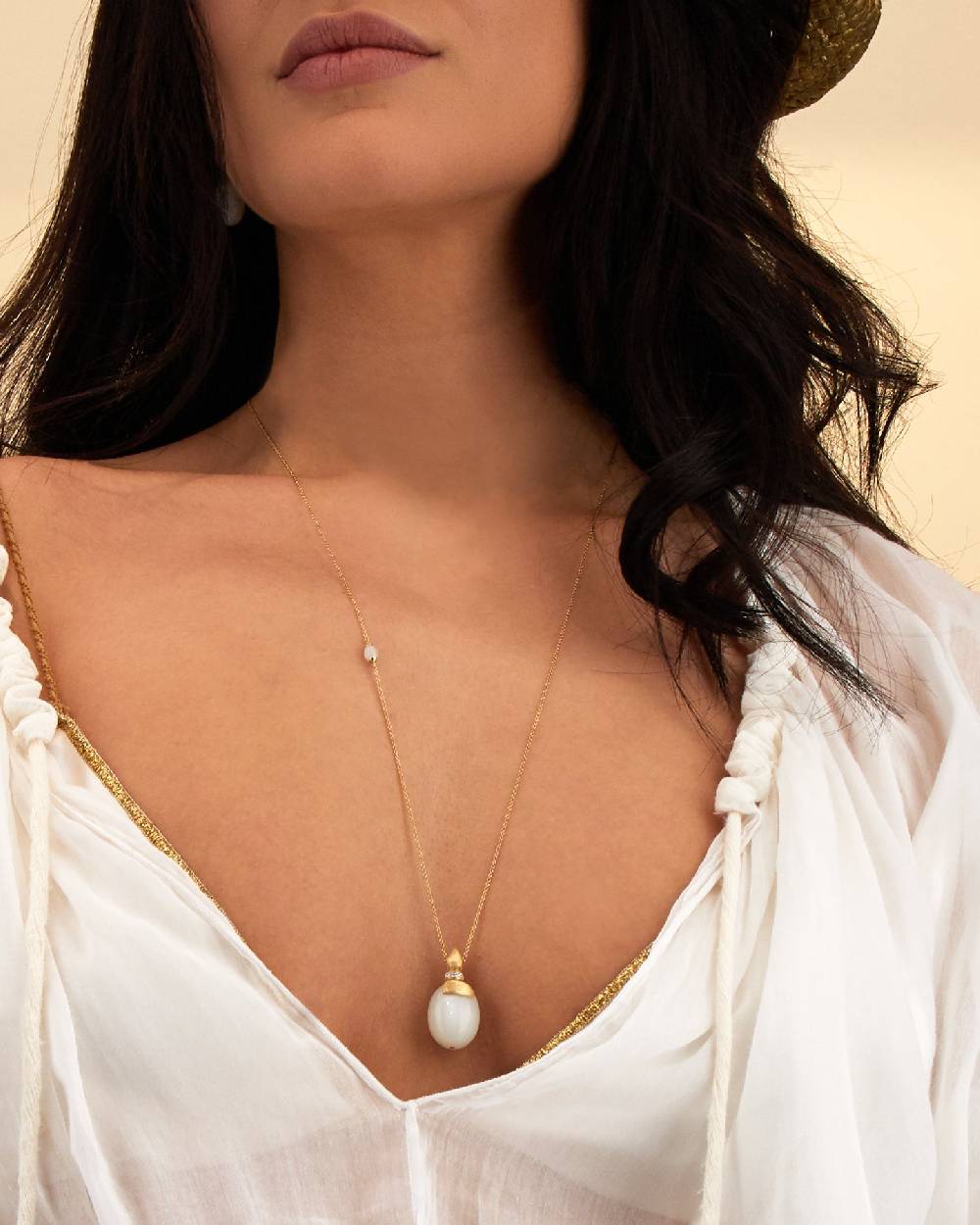 Nanis Collana "WHITE DESERT" in oro e pietra di luna (lunga) – Nanis Italian Jewels Offerta