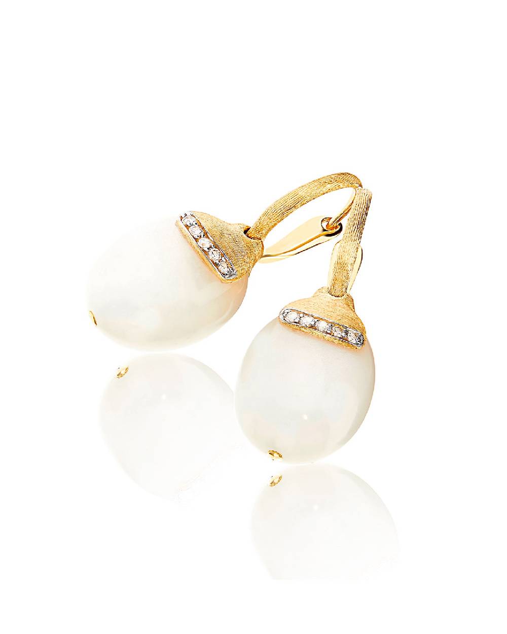 Nanis Orecchini ciliegine "WHITE DESERT" pendenti in oro, pietra di luna e d – Nanis Italian Jewels In Vendita
