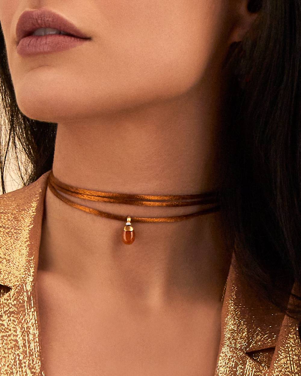 Nanis Pendente "PETRA" in oro, diamanti e avventurina arancione (piccolo) – Nanis Italian Jewels Saldi Di Fabbrica