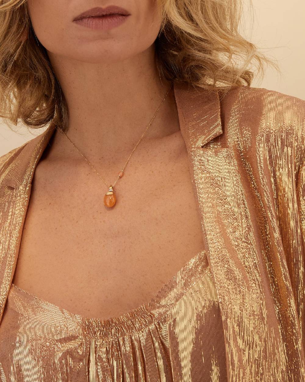 Nanis Collana "PETRA" in oro e avventurina arancione (corta) – Nanis Italian Jewels Negozio
