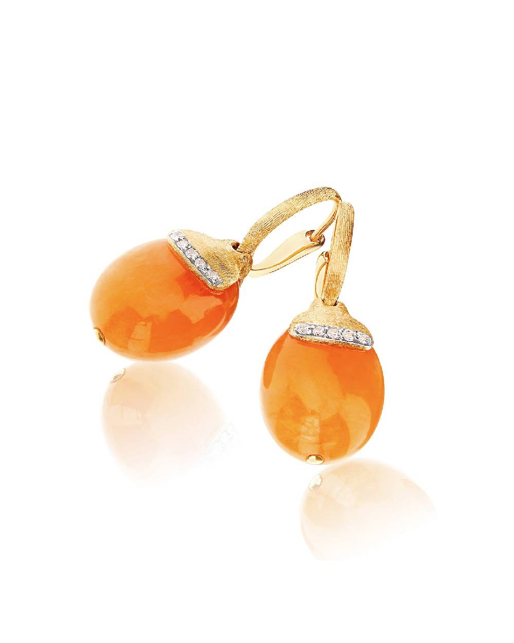 Nanis Orecchini ciliegine "PETRA" pendenti in oro, avventurina arancione e d – Nanis Italian Jewels Nuova
