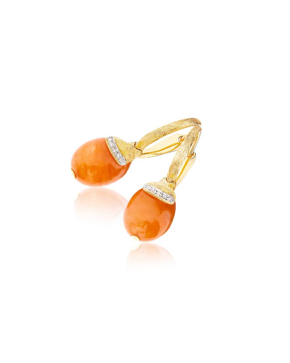 Nanis Orecchini ciliegine "PETRA" pendenti in oro, avventurina arancione e d – Nanis Italian Jewels Moda