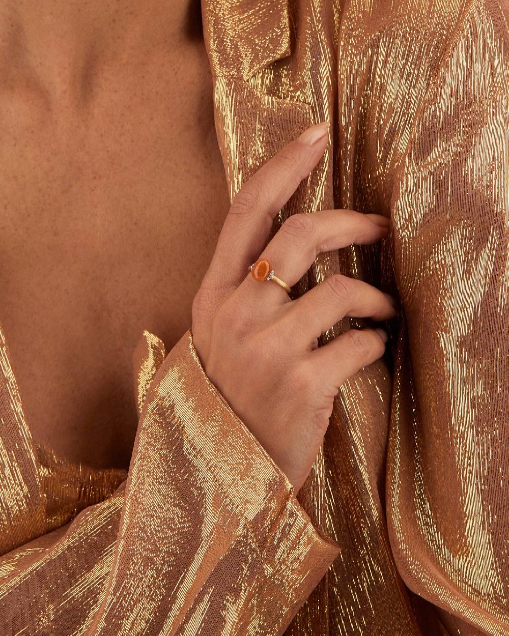 Nanis Anello "PETRA" in oro, diamanti e avventurina arancione (piccolo) – Nanis Italian Jewels Italy