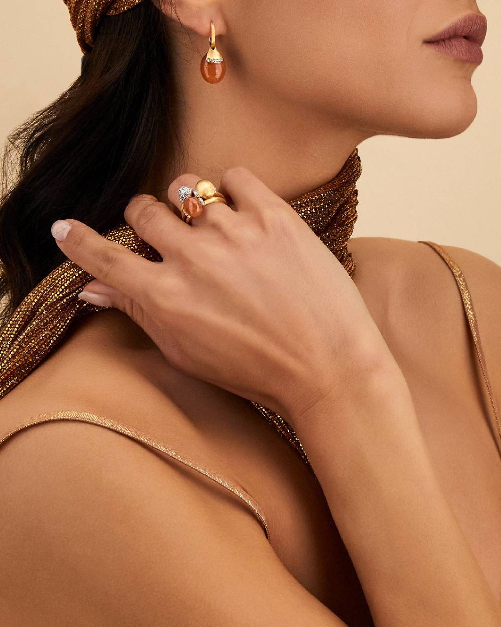Nanis Anello "PETRA" in oro, diamanti e avventurina arancione (piccolo) – Nanis Italian Jewels Italy