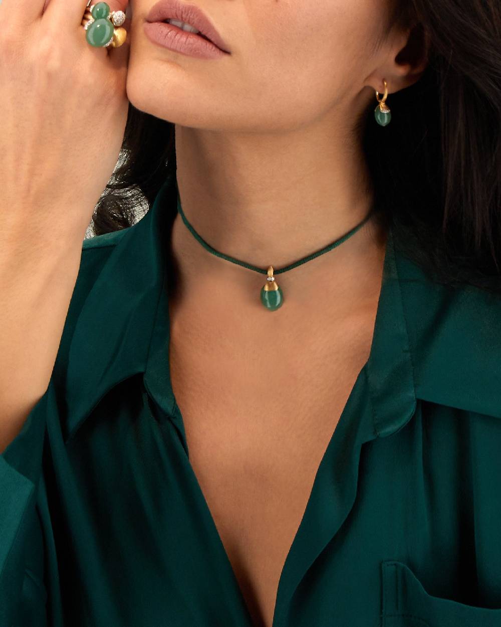Nanis Pendente "AMAZZONIA" in oro, diamanti e avventurina verde (medio) – Nanis Italian Jewels 2025