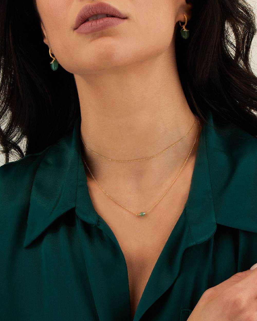 Nanis Collana "AMAZZONIA" in oro e avventurina verde (lunga) – Nanis Italian Jewels Nuovo