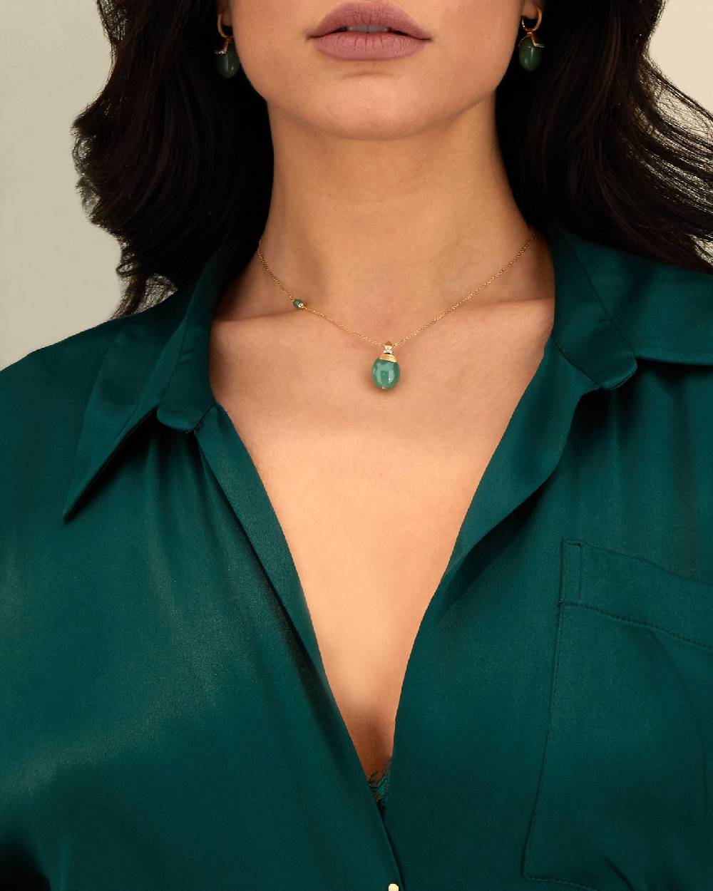 Nanis Collana "AMAZZONIA" in oro e avventurina verde (corta) – Nanis Italian Jewels Vendita