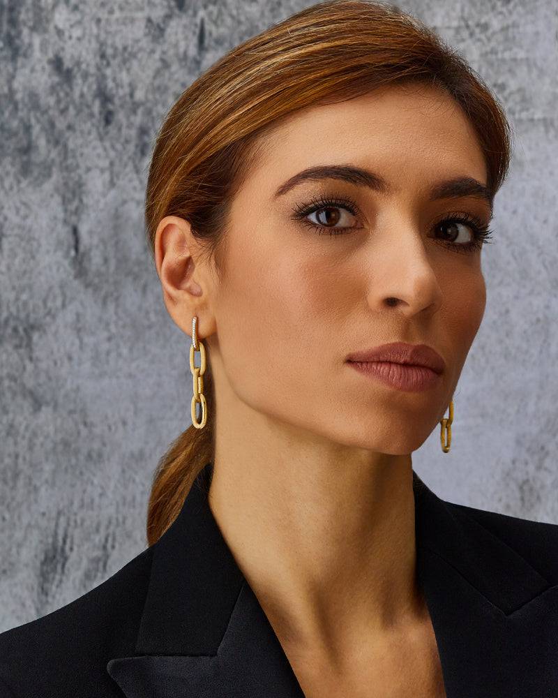 Nanis Orecchini "LIBERA SOUL" pendenti con triplo elemento in oro e diamanti – Nanis Italian Jewels Saldi
