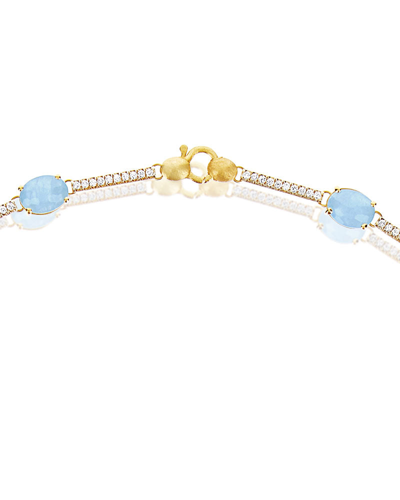 Nanis Collana girocollo "ARIA" in oro, acquamarina e barrette di diamanti – Nanis Italian Jewels Saldi Di Fabbrica