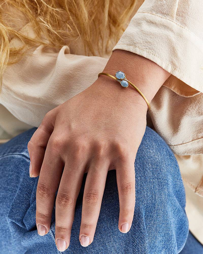 Nanis Bracciale a schiava "IPANEMA" in oro, acquamarina e diamanti – Nanis Italian Jewels Vendite Flash
