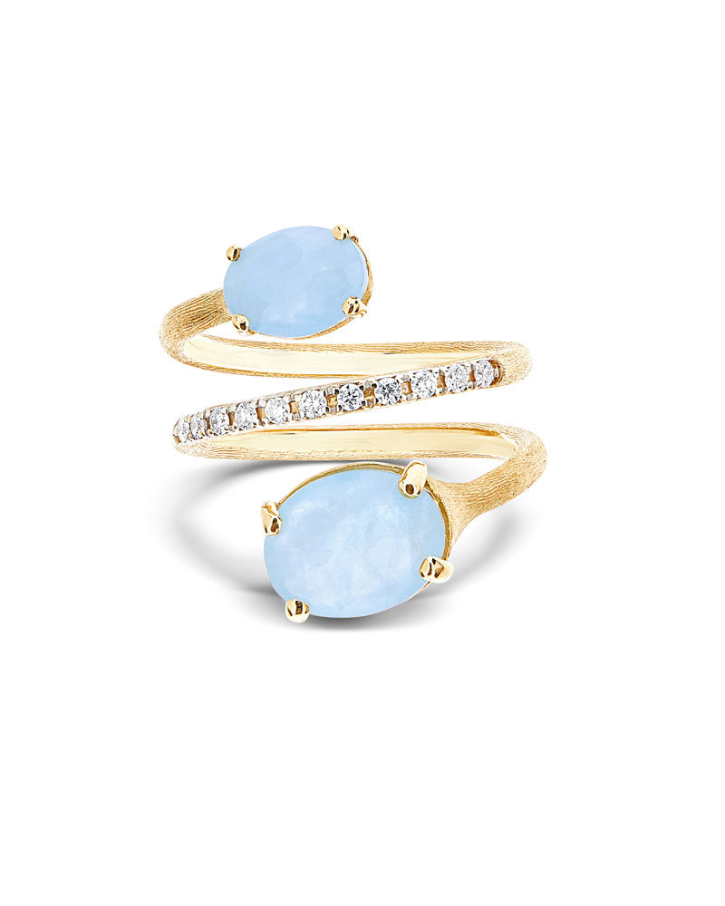Nanis Anello contrariè "IPANEMA" in oro, acquamarina e diamanti – Nanis Italian Jewels Negozio