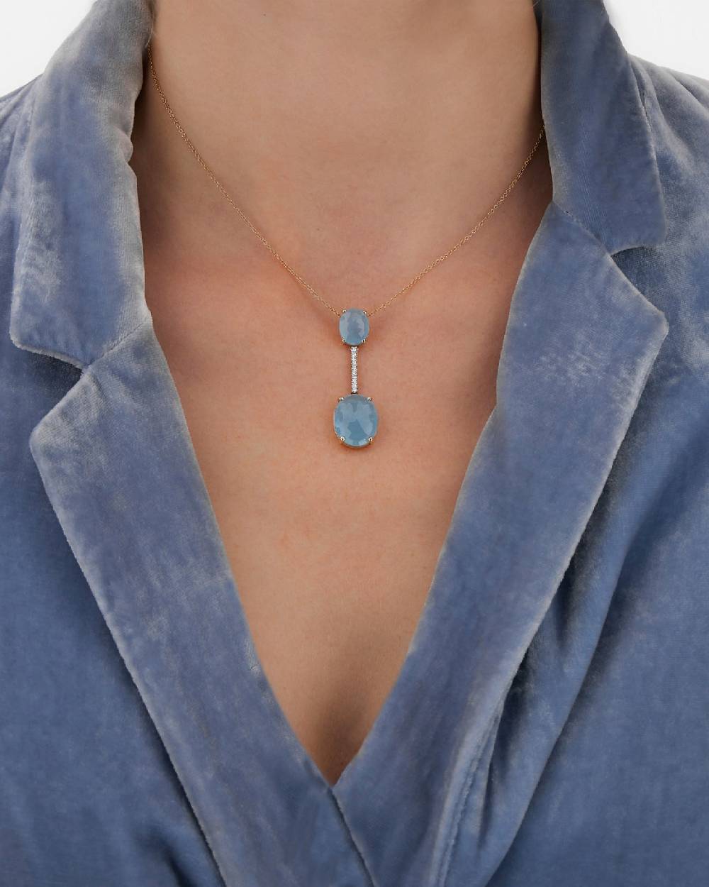 Nanis Collana "IPANEMA" con pendente in acquamarina e barretta in diamanti – Nanis Italian Jewels In Saldo