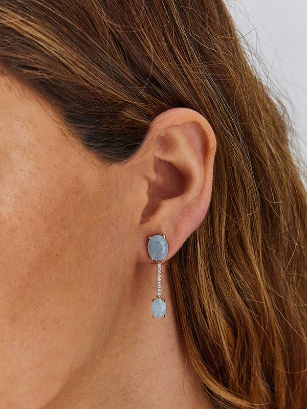 Nanis Orecchini "IPANEMA" in oro, acquamarina e barrette di diamanti – Nanis Italian Jewels Nuova