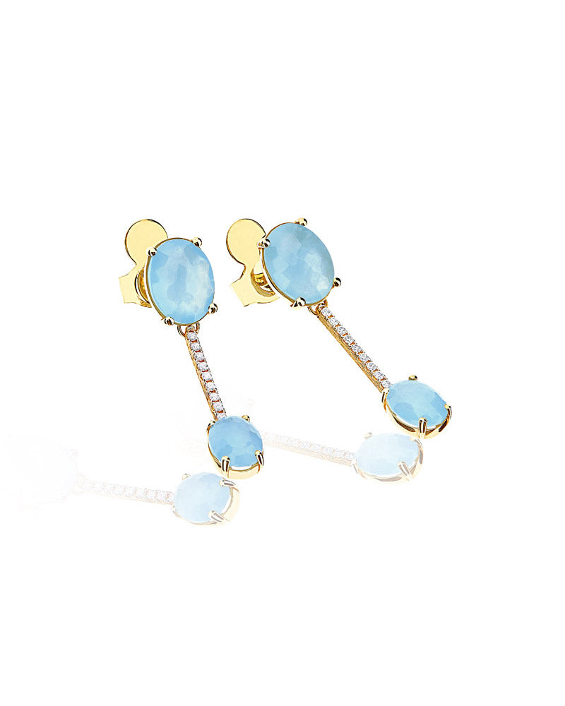 Nanis Orecchini "IPANEMA" in oro, acquamarina e barrette di diamanti – Nanis Italian Jewels Nuova