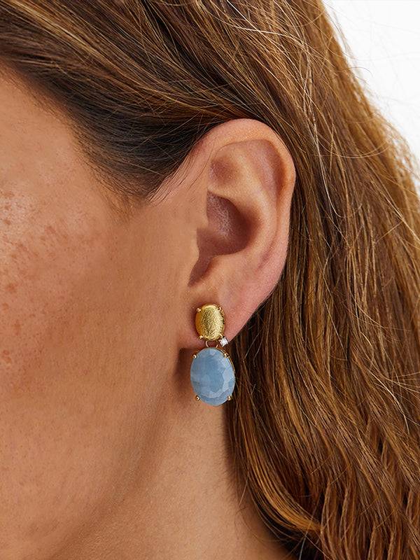 Nanis Orecchini "IPANEMA" con boules in oro, acquamarina e dettaglio di diam – Nanis Italian Jewels 2025