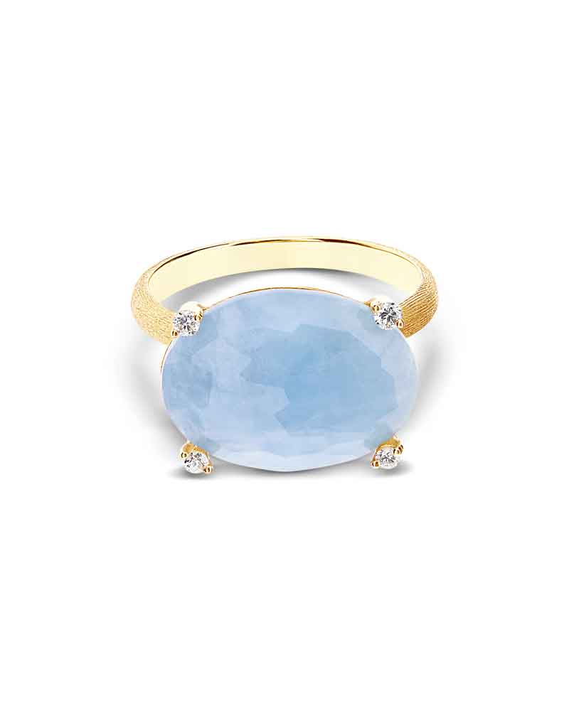 Nanis Anello "IPANEMA" in oro, acquamarina e dettagli di diamanti (grande) – Nanis Italian Jewels Italy