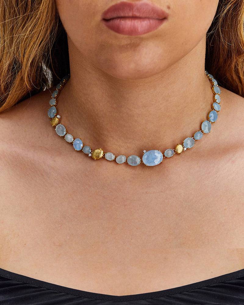 Nanis Collana girocollo "IPANEMA" in oro, acquamarina e diamanti – Nanis Italian Jewels Italia