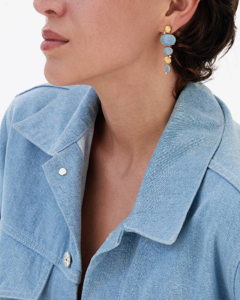 Nanis Orecchini "IPANEMA" pendenti in oro, acquamarina e diamanti – Nanis Italian Jewels Qualità
