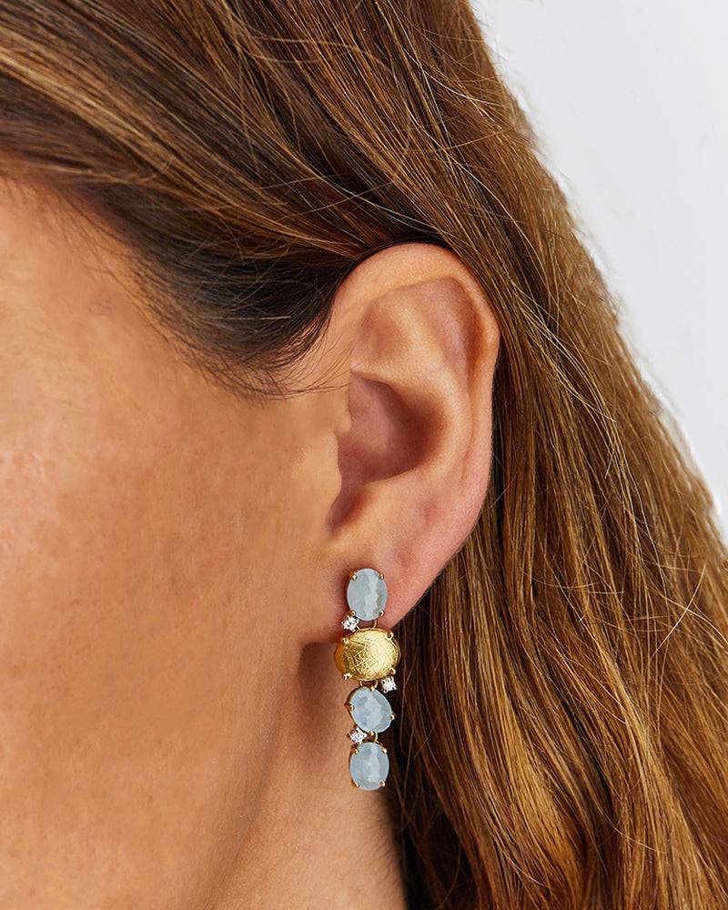 Nanis Orecchini "IPANEMA" pendenti in oro, acquamarina e dettagli di diamant – Nanis Italian Jewels Vendita