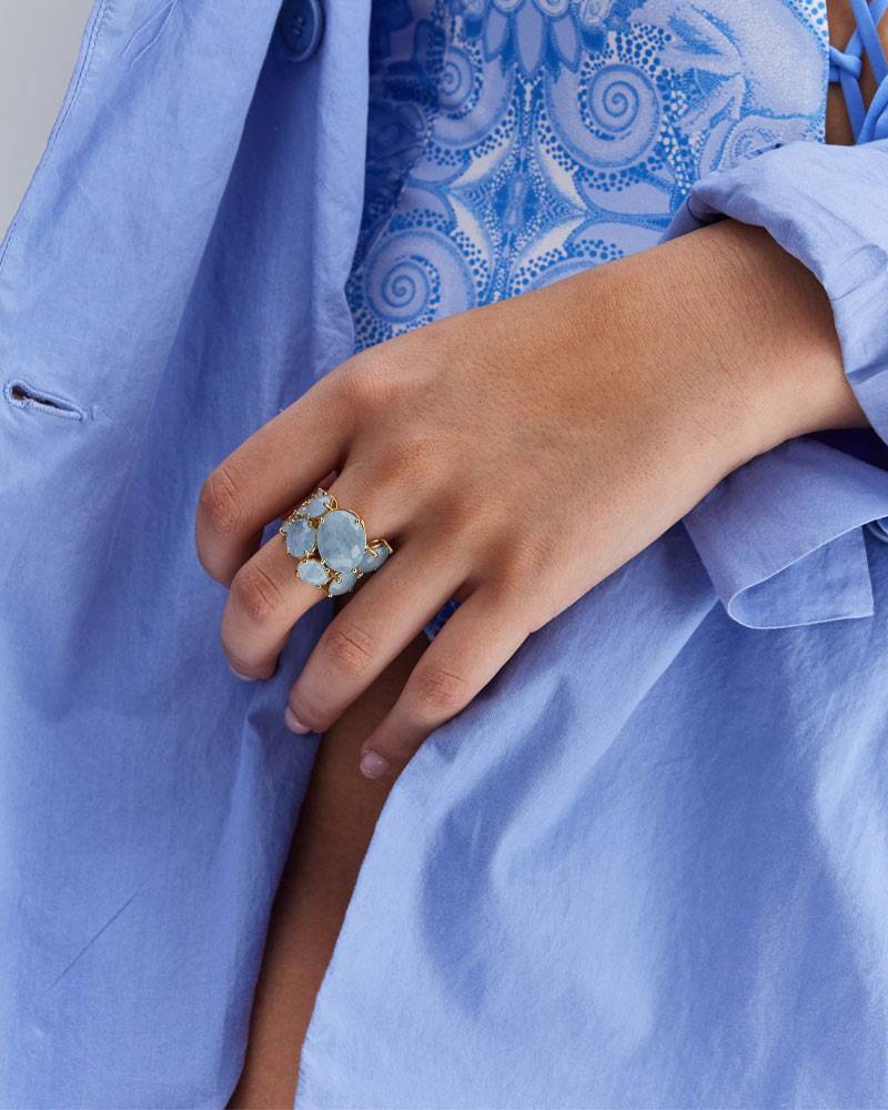 Nanis Anello "IPANEMA" a fascia in oro e acquamarina – Nanis Italian Jewels Promozione