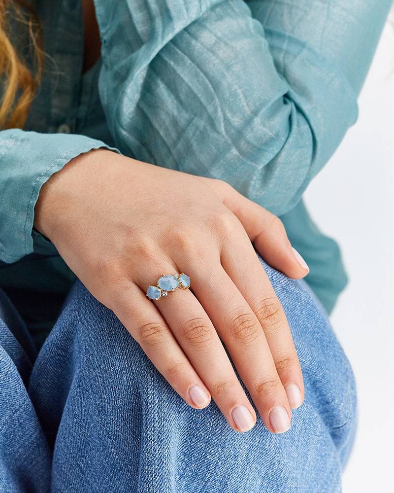 Nanis Anello "IPANEMA" in oro, acquamarina e dettagli di diamanti – Nanis Italian Jewels Spedizione Gratuita