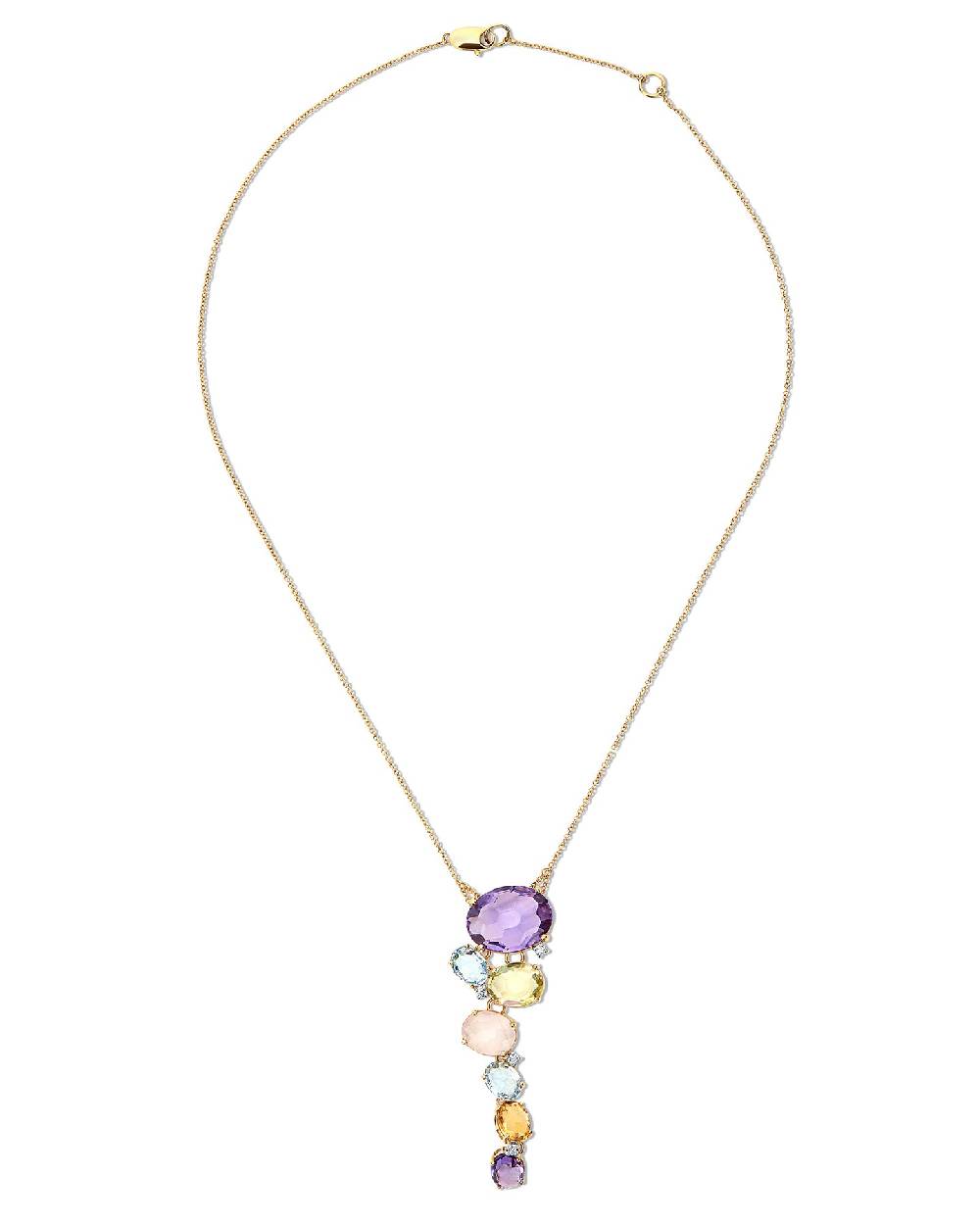 Nanis Collana "IPANEMA"con pendente in oro, ametista, topazio blu, quarzo e – Nanis Italian Jewels Soddisfazione Garantita