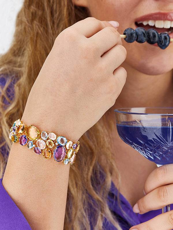 Nanis Bracciale "IPANEMA" a fascia in oro, ametista, topazio blu, quarzo e d – Nanis Italian Jewels Negozi Online