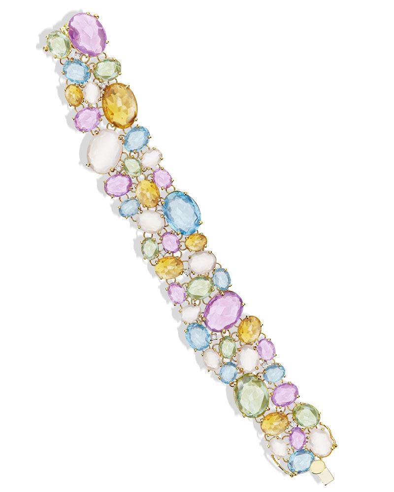 Nanis Bracciale "IPANEMA" a fascia in oro, ametista, topazio blu, quarzo e d – Nanis Italian Jewels Negozi Online
