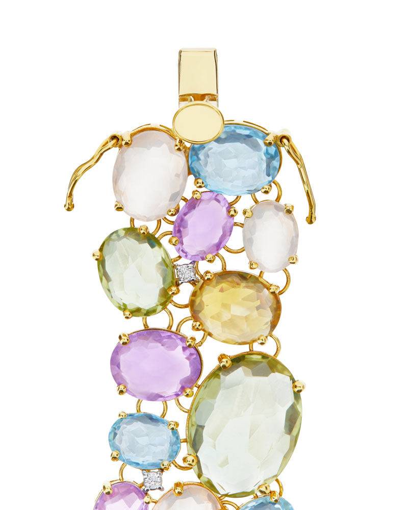 Nanis Bracciale "IPANEMA" a fascia in oro, ametista, topazio blu, quarzo e d – Nanis Italian Jewels Negozi Online