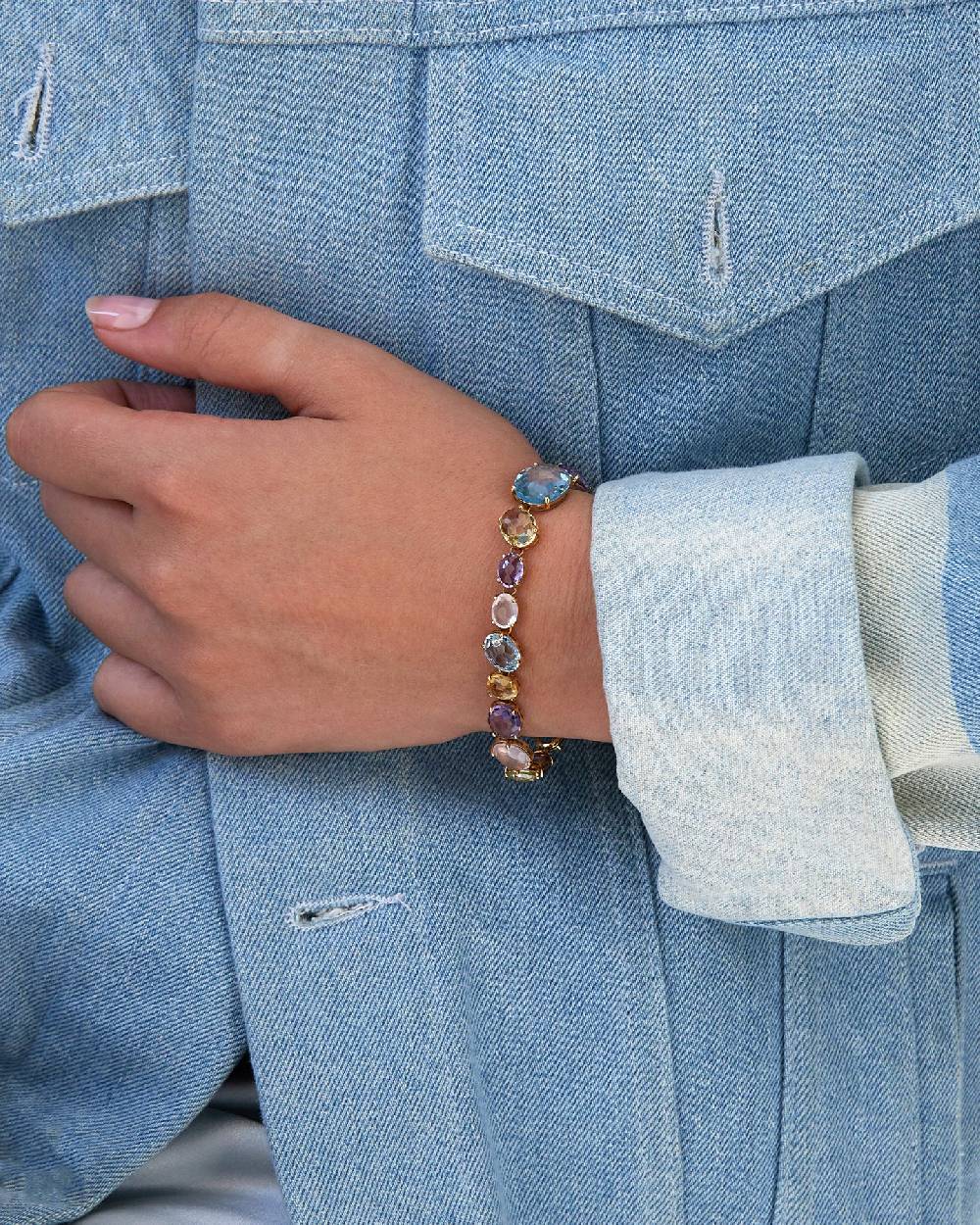 Nanis Bracciale "IPANEMA" in oro, topazio blu, ametista e quarzo – Nanis Italian Jewels Acquista Ora