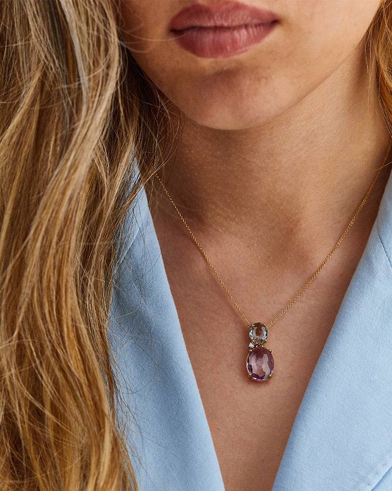 Nanis Collana "IPANEMA" in oro, ametista, topazio blu e dettaglio di diamant – Nanis Italian Jewels Fino Al -60%