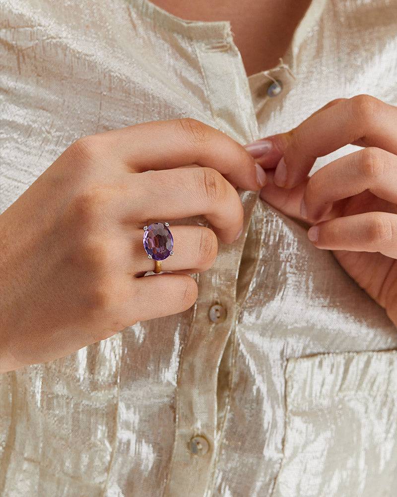 Nanis Anello "IPANEMA" in oro, ametista e dettagli di diamanti – Nanis Italian Jewels Affare Del Giorno