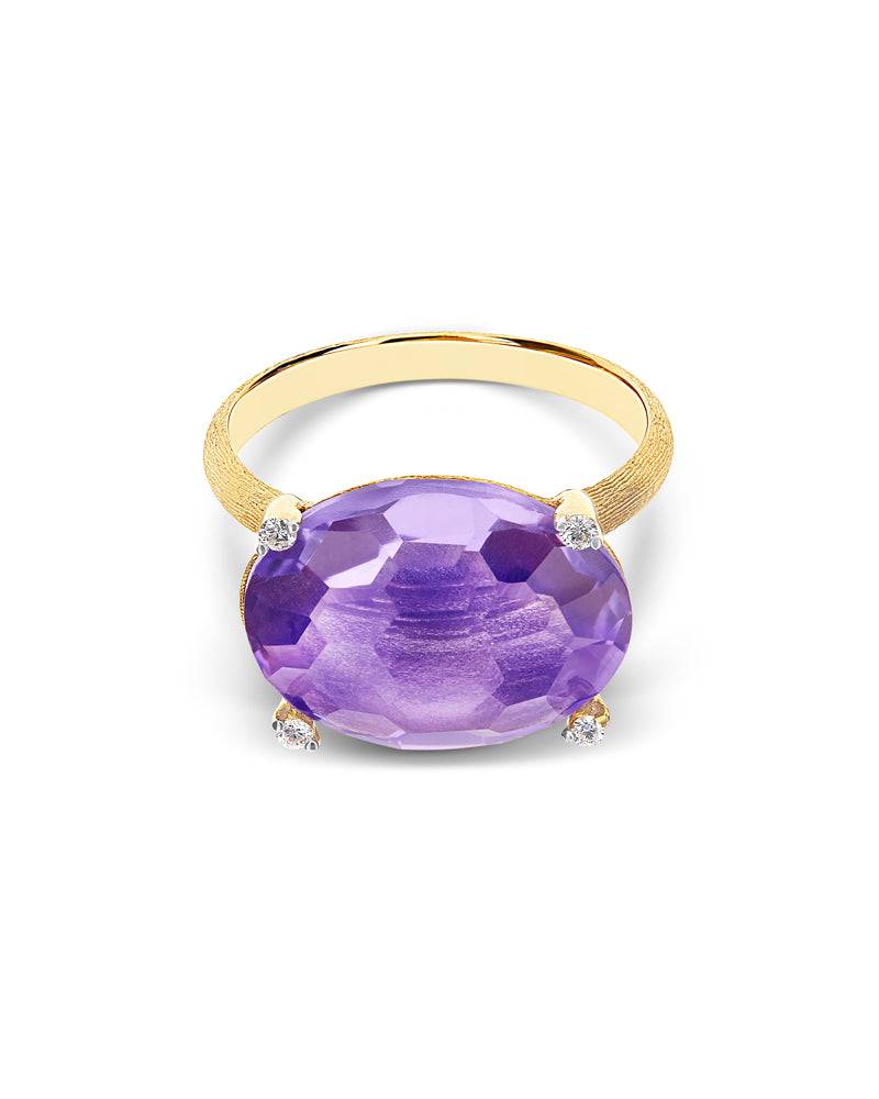 Nanis Anello "IPANEMA" in oro, ametista e dettagli di diamanti – Nanis Italian Jewels Affare Del Giorno