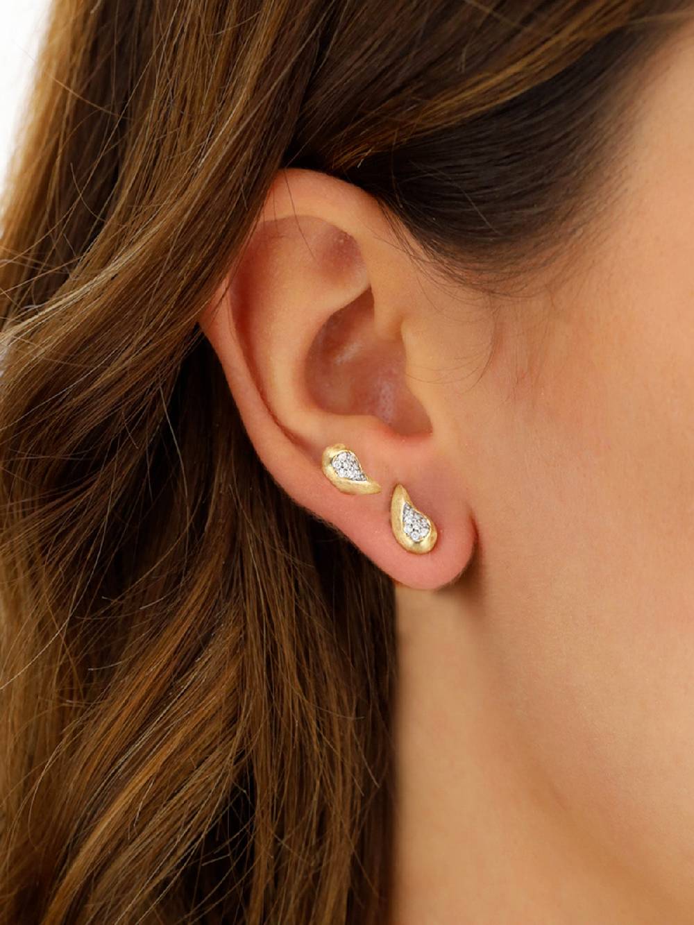 Nanis Orecchini a lobo "TRASFORMISTA" con elemento a goccia in oro e diamant – Nanis Italian Jewels Online
